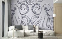 Bold and dramatic giant octopus sea mural for walls.
