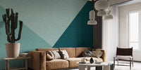 Stylish emerald geometric wall mural design
