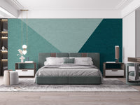 Emerald hues geometric mural for modern decor

