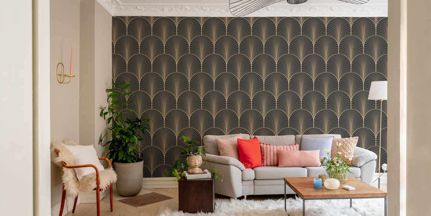 Antique Deco patterns in vintage wall decor style.