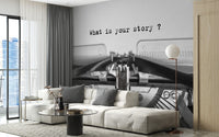 Vintage typewriter quote wall mural for home office
