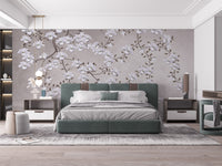 Vibrant springtime floral wall mural design
