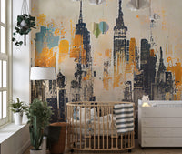 Urban Chic Skyline Wall Mural for Living Rooms
