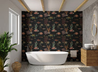 Retro aquarium fish repeat pattern wall design