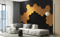 Stylish black gold wall mural for modern rooms
