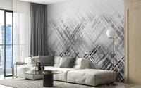 Abstract monochrome streaks wall mural design
