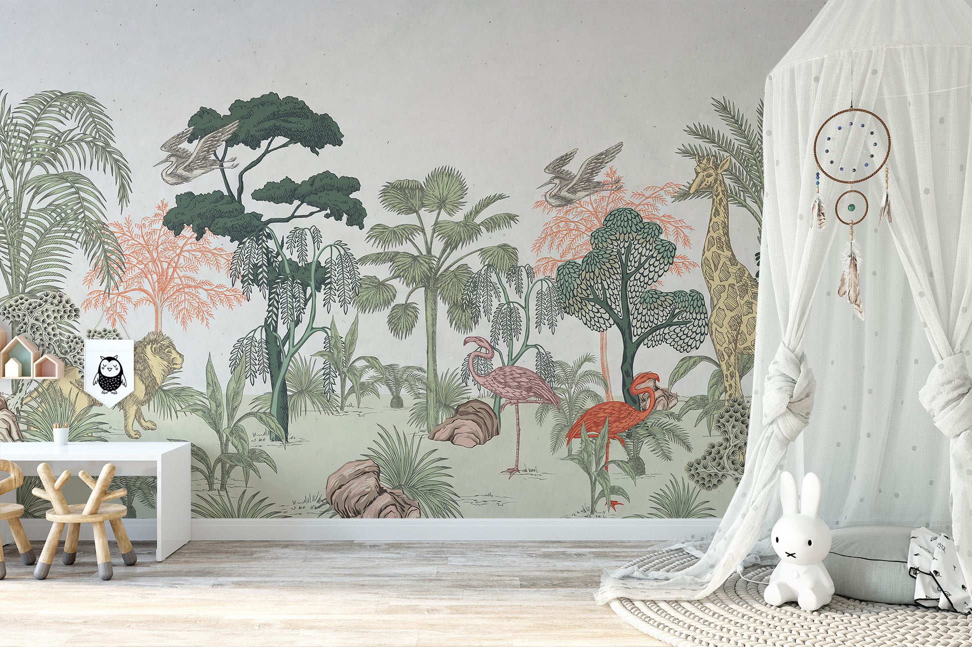 Jungle animals and tropical plants design for walls
