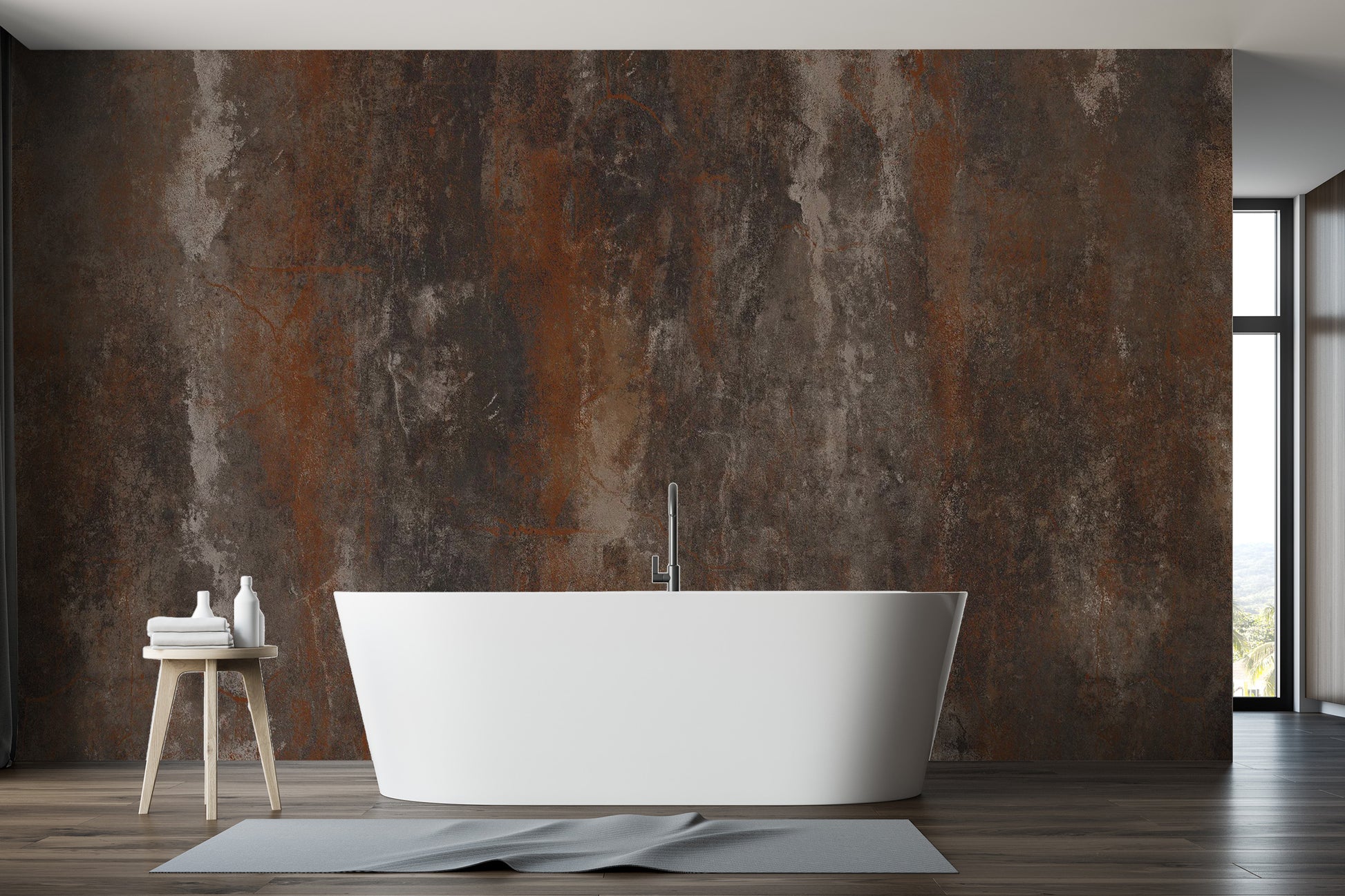 Rustic brown metal texture wallpaper for modern decor.
