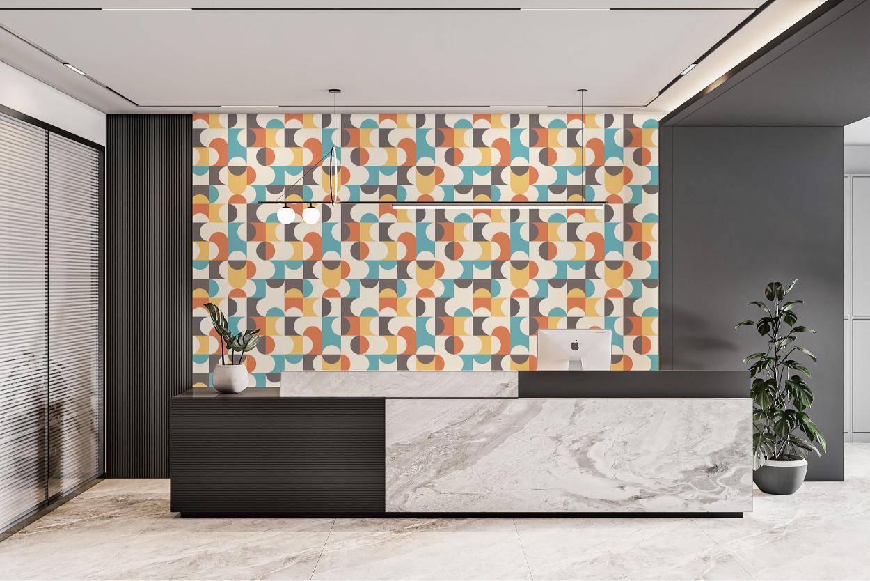 Vintage geometric retro wallpaper for walls
