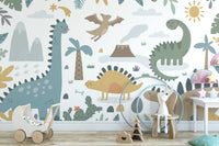 Fun dinosaur landscape wall mural decor

