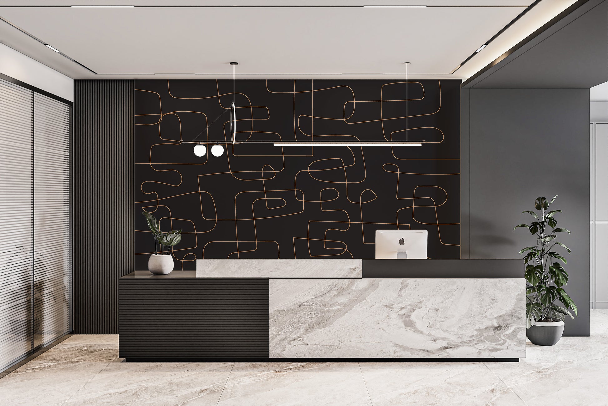 Contemporary black and gold wall mural
