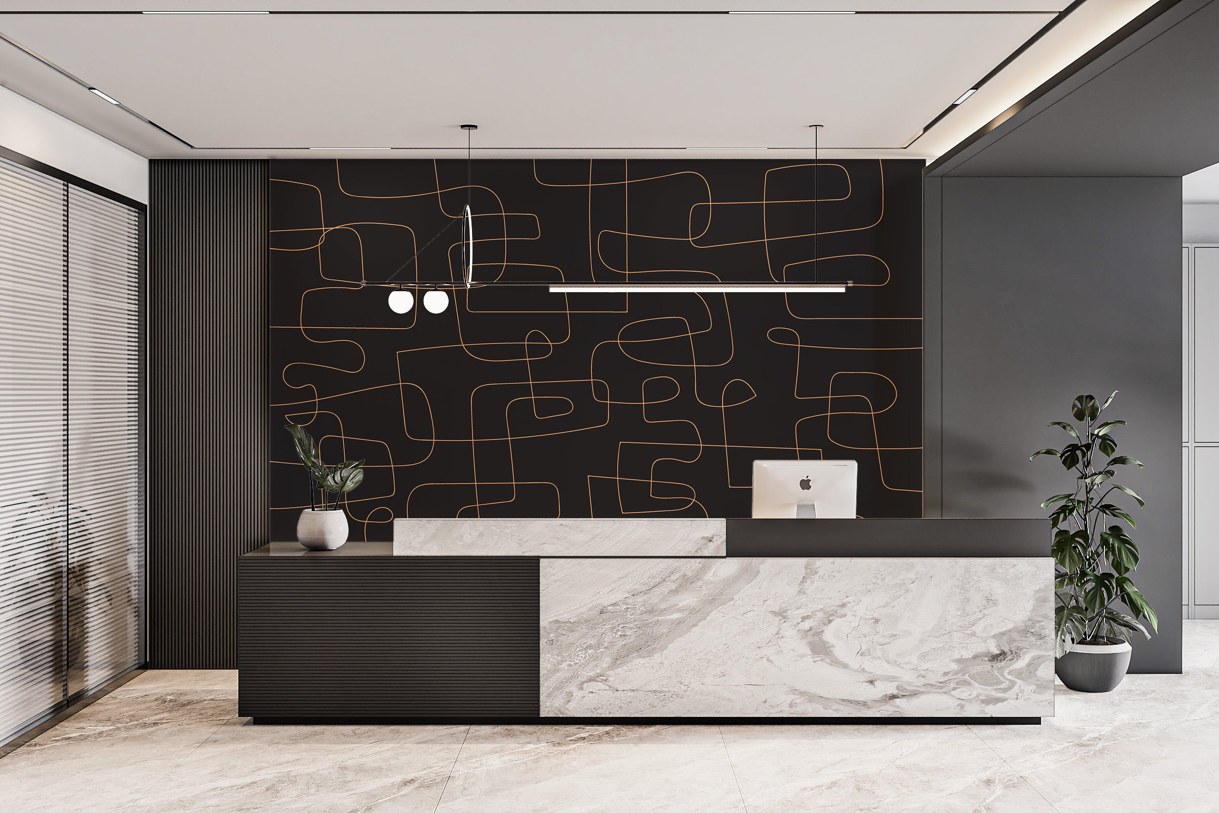 Contemporary black and gold wall mural
