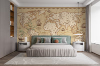 Historic world map wallpaper for a retro look
