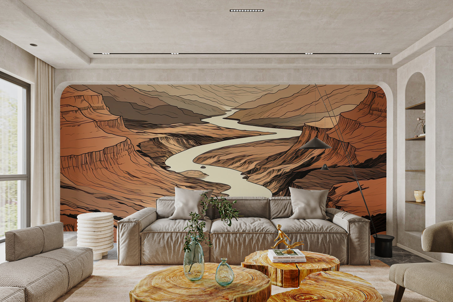 Nature-inspired canyon wallpaper with soft sunlight