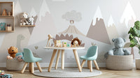 Vibrant dinosaur valley wallpaper mural for nurseries
