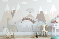 Dinosaur-themed valley mural for playful spaces
