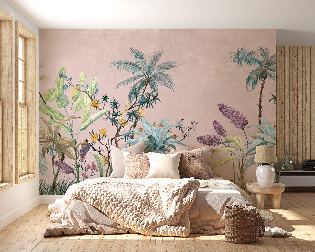 Bohemian-inspired floral pattern showcasing earthy tones