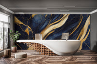 Abstract marble texture wallpaper with gold veining

