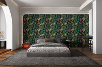Botanical pattern wallpaper with tropical-inspired design