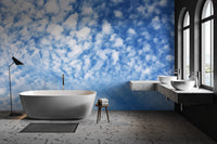 Cloud pattern wallpaper with blue hues
