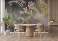 Vintage wildflower sketch mural for decor
