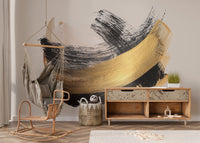 Stylish abstract gold arc wall mural decor
