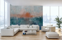 Watercolor Sunset Seascape Wall Mural