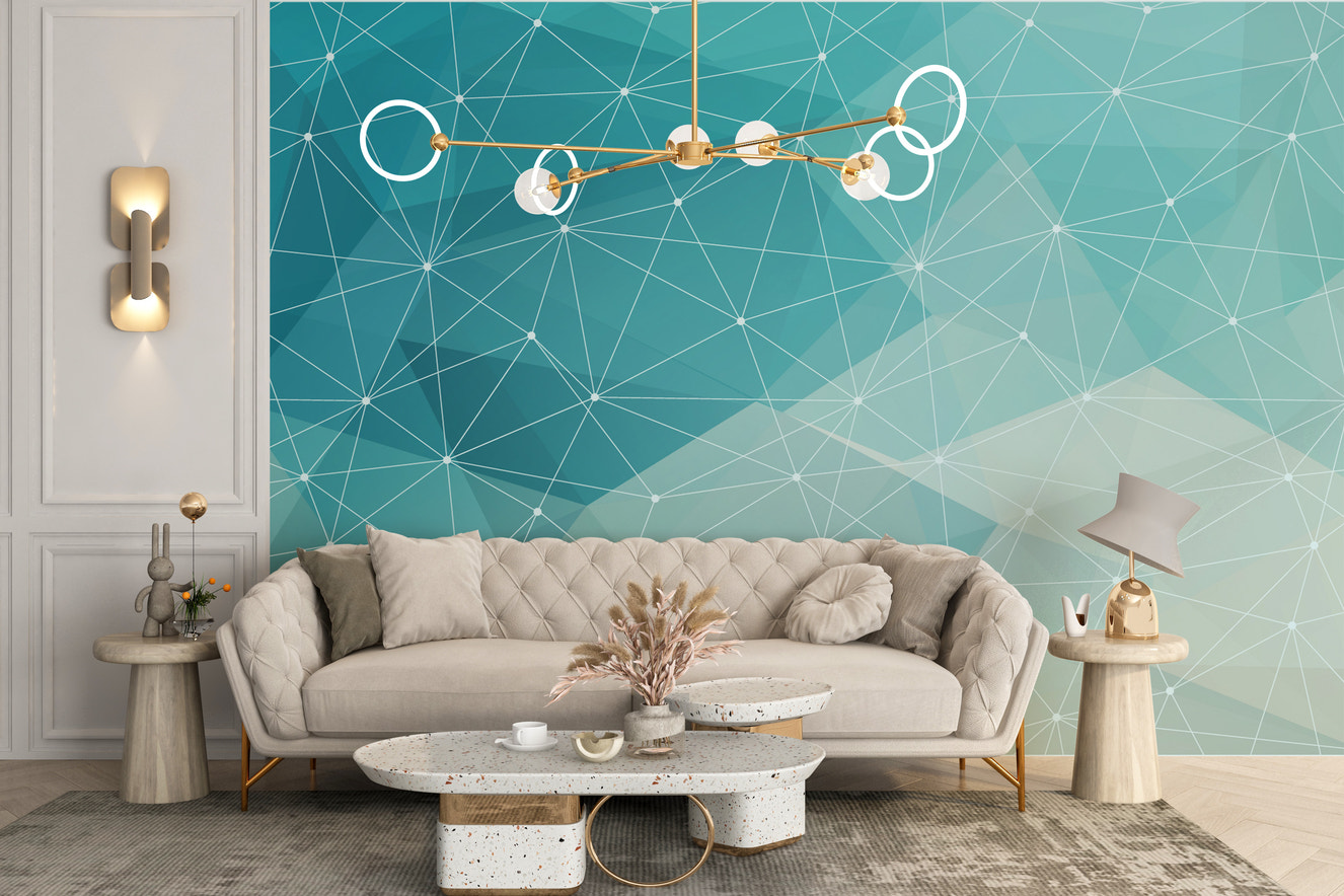 Crystal geometric wallpaper mural design