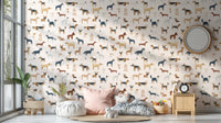 Dog lovers' wallpaper featuring a cream breed pattern
