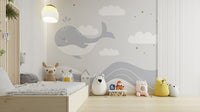 Serene whale mural creates a soothing vibe
