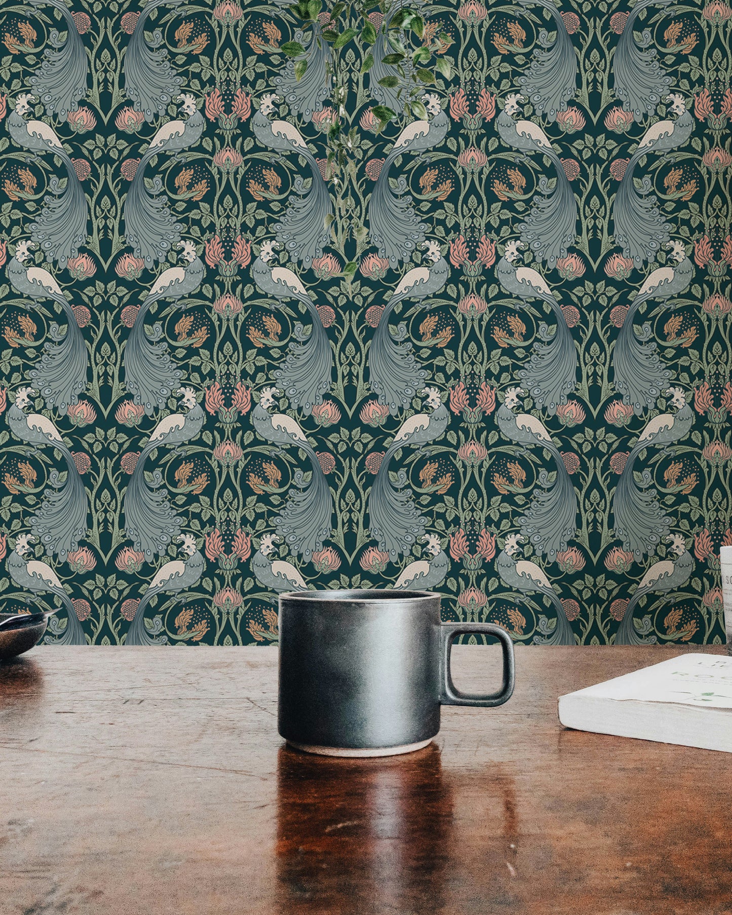 Flower Vintage Seamless Pattern Green Wallpaper