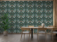 Beautiful floral wallpaper with vintage green tones