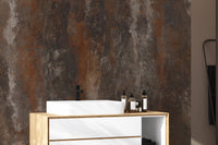 Brown rustic industrial wallpaper with a metallic look.
