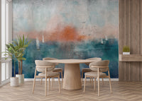 Watercolor Seascape Sunset Wall Mural