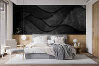 Black 3D Wave Modern Wall Mural



