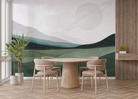 Saturn Over Mountains Wall Mural Design