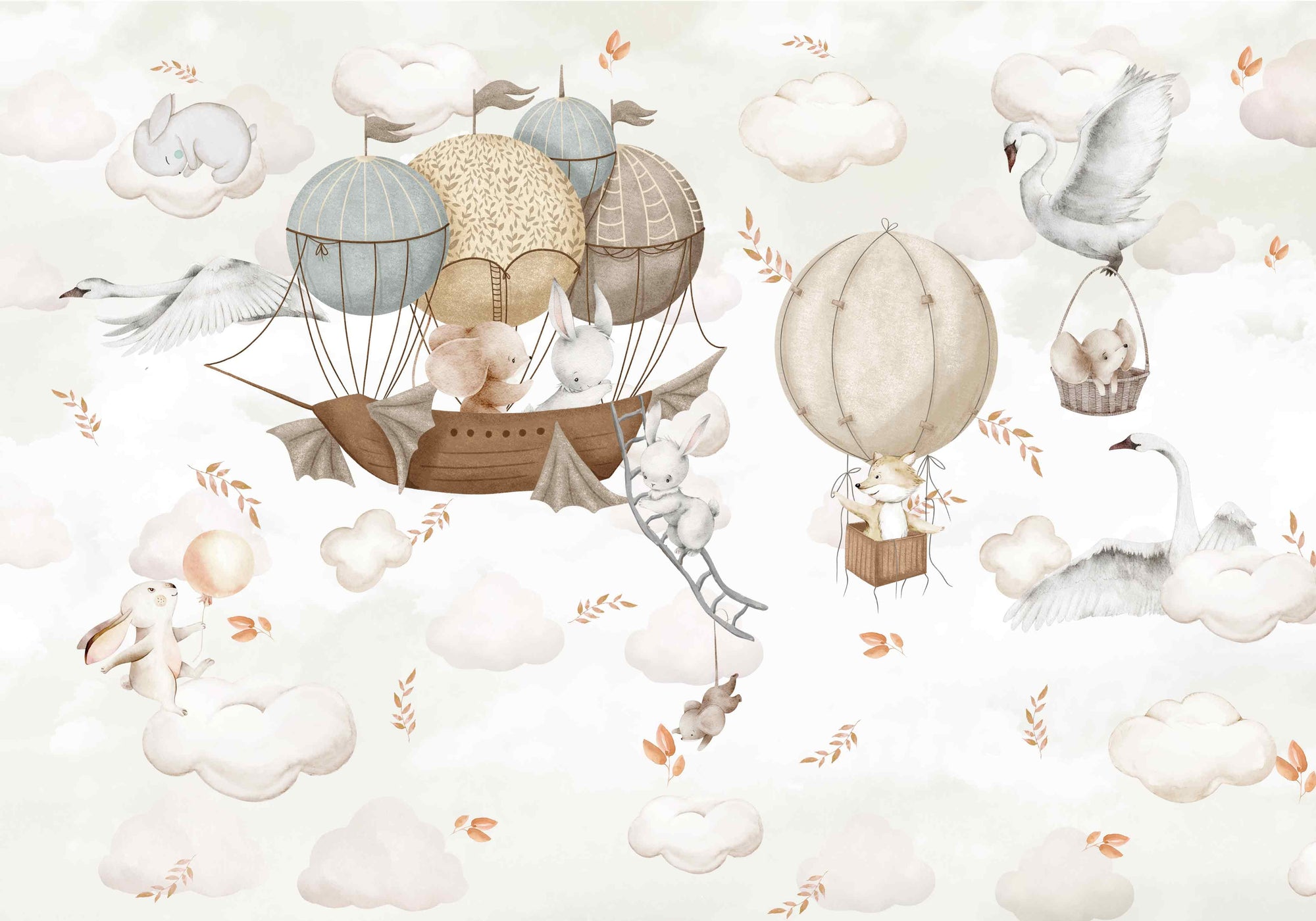 Floating Animals Wallpaper Mural