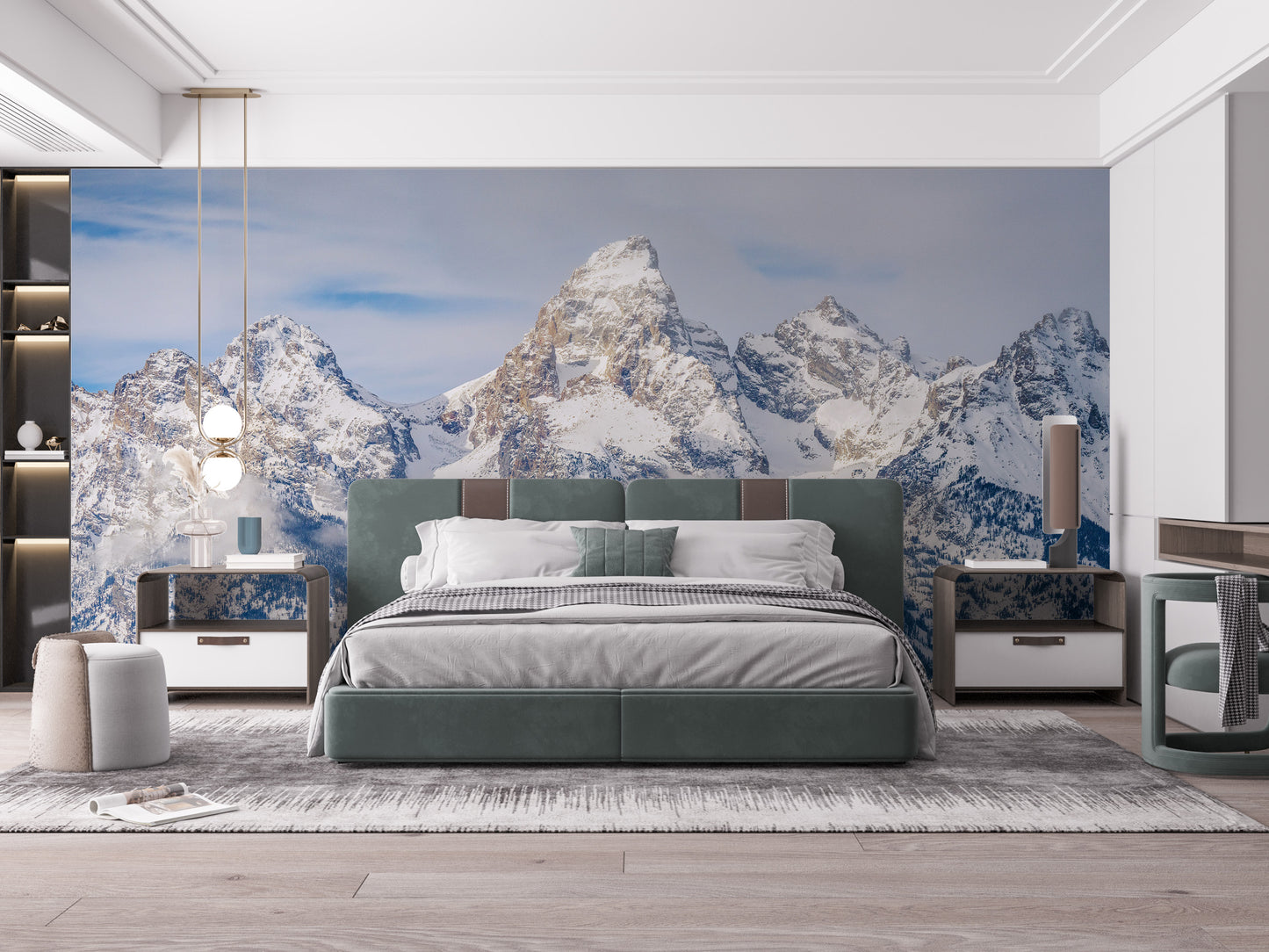 Stunning rocky summit wall mural design.
