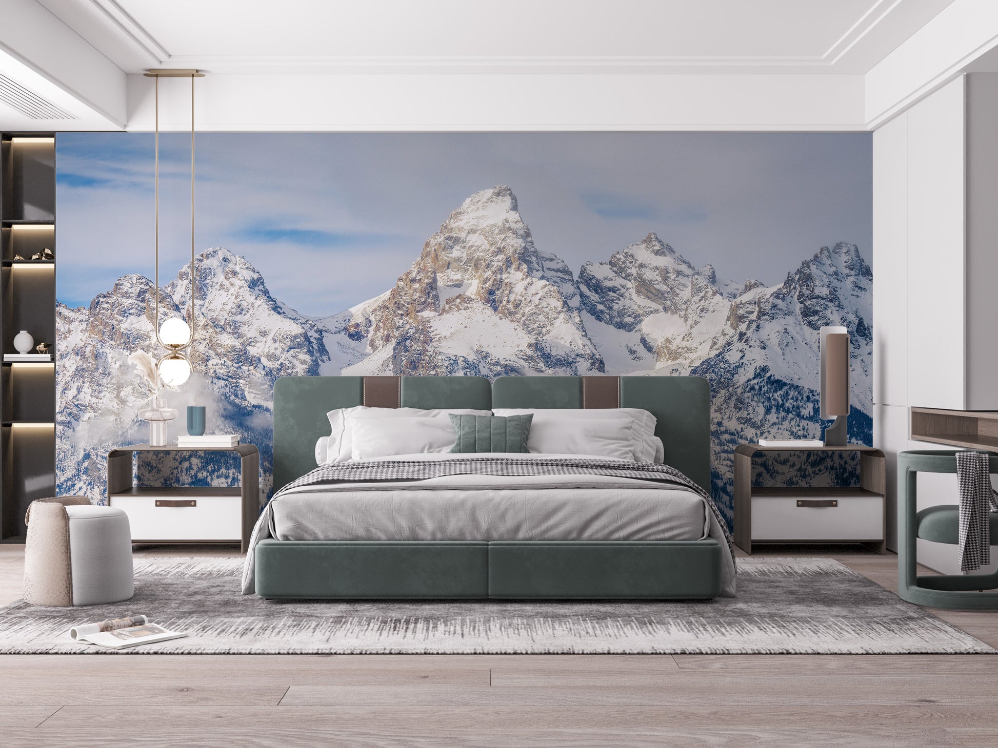 Stunning rocky summit wall mural design.
