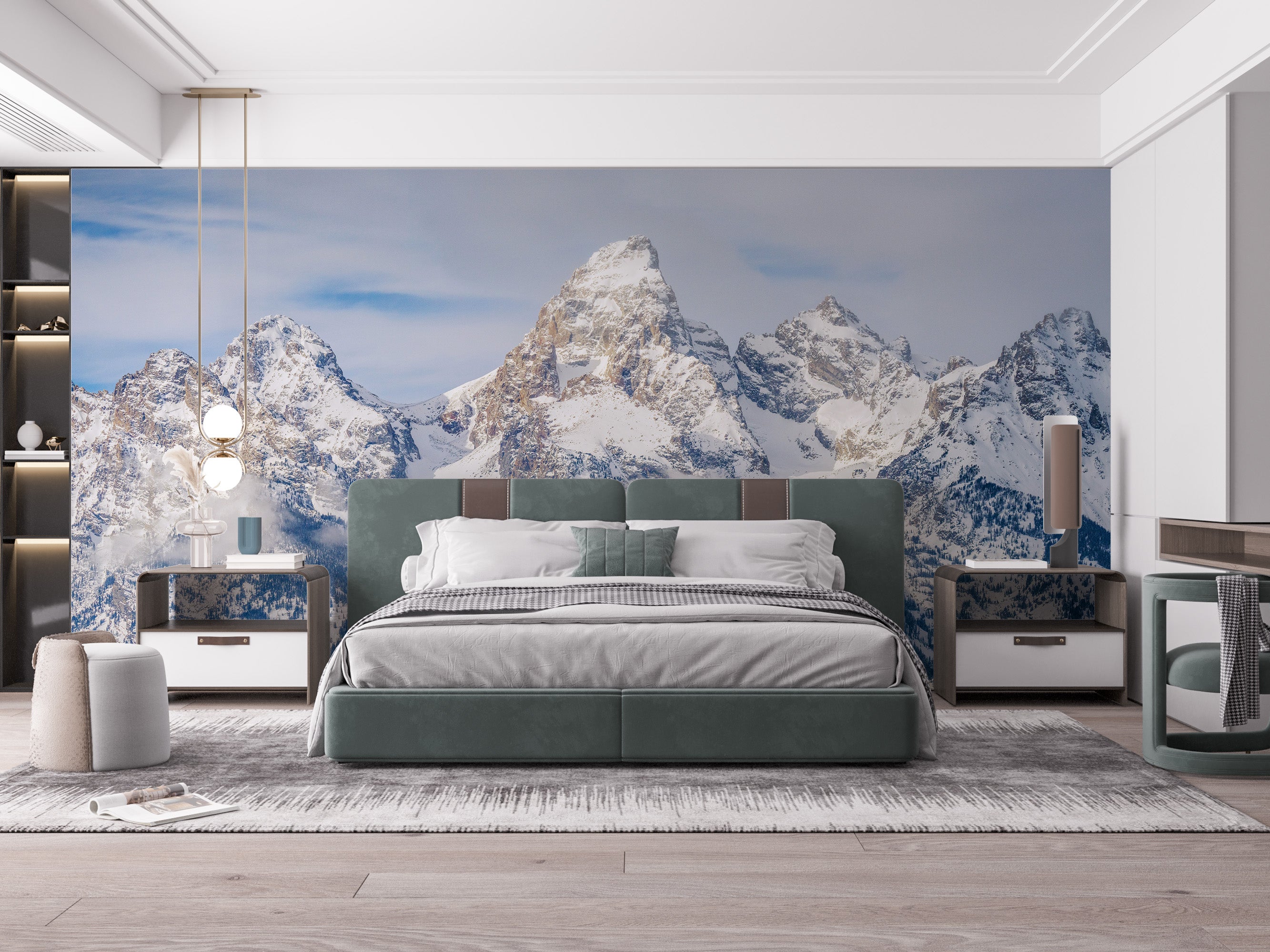 Stunning rocky summit wall mural design.
