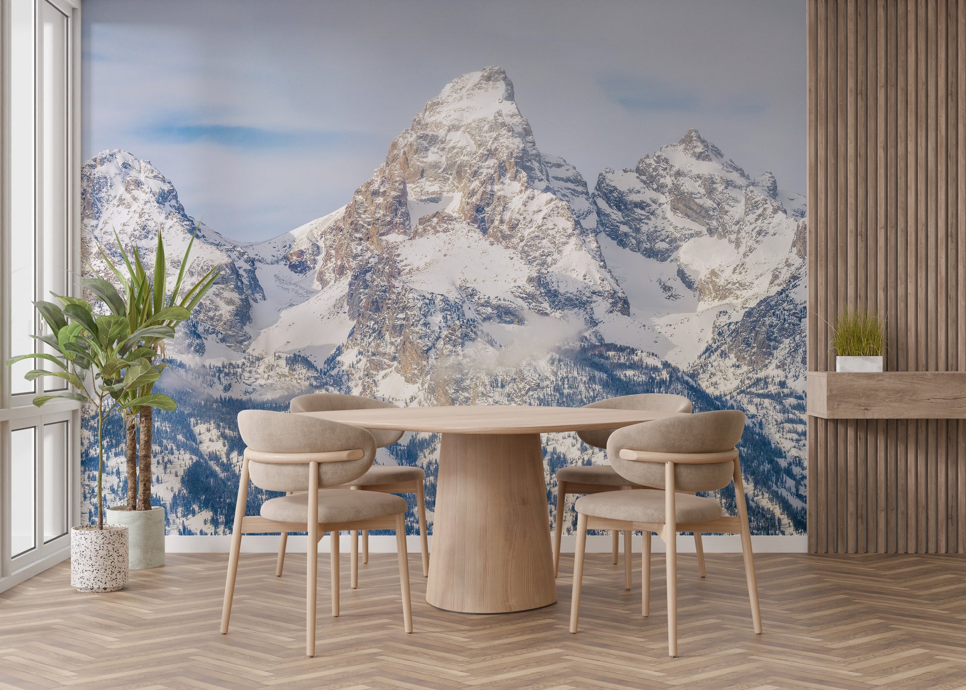 Adventure-themed rocky summit wallpaper mural.

