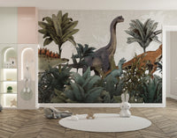 Removable Jurassic forest wallpaper for playful interiors