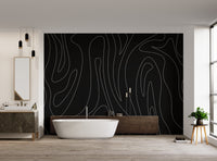 Geometric contour line design wallpaper in monochrome
