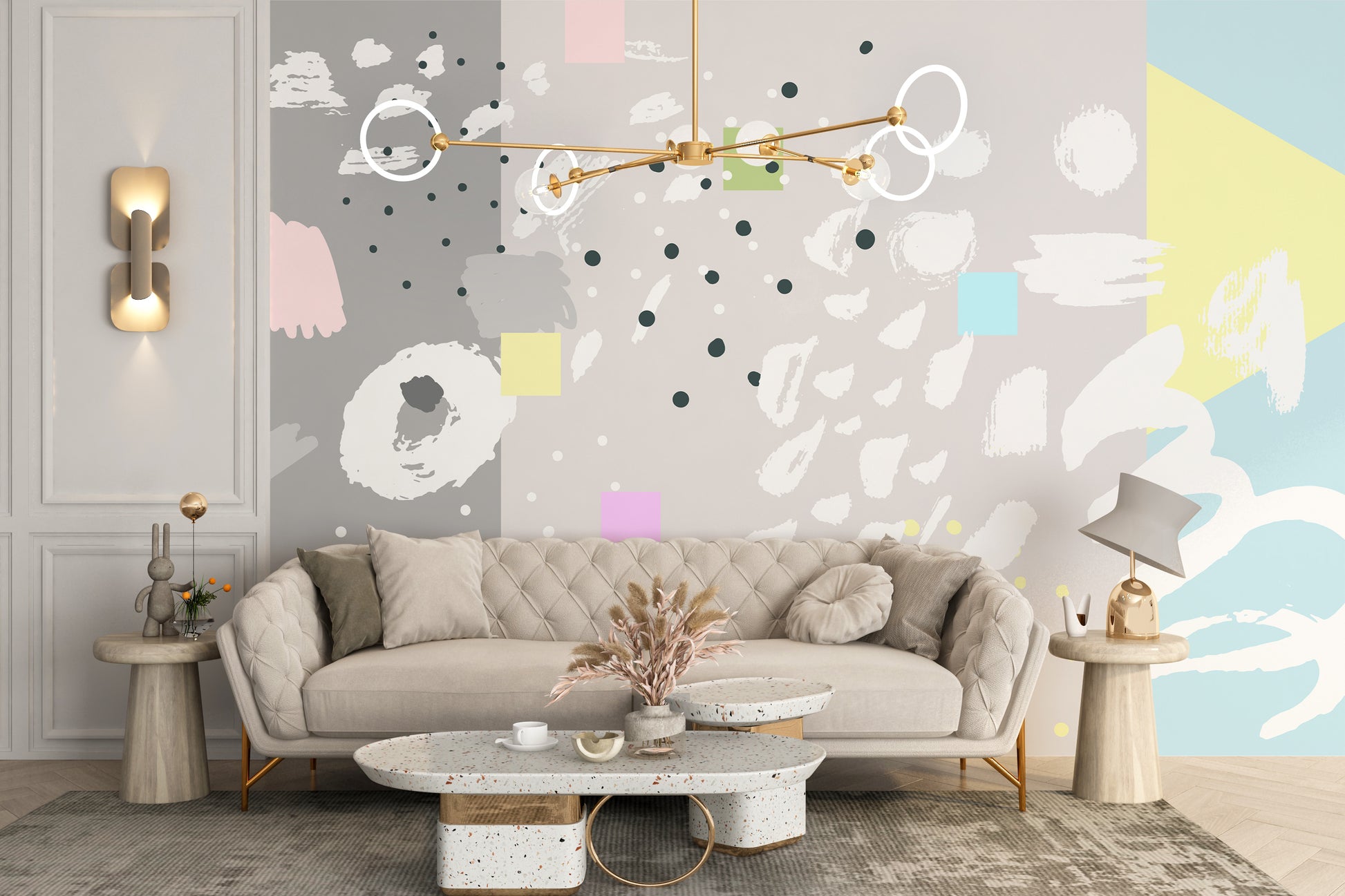 Modern brushstroke art wall mural
