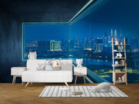 Vibrant Metropolis Glow Wall Mural Design
