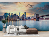 Manhattan Night Skyline Harbor Wall Décor
