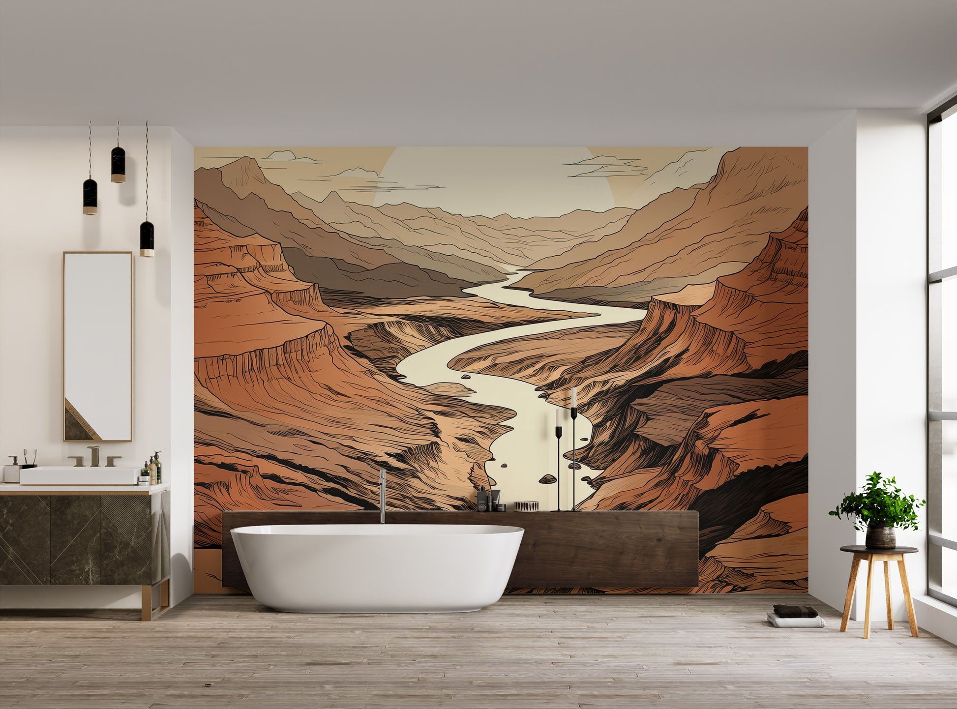 Grand canyon-inspired landscape with a flowing river
