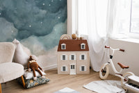 Blue Clouds in Night Sky Wallpaper Mural