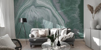 Subtle green marble wallpaper mural for serene spaces
