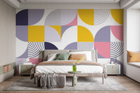 Bold geometric wallpaper mural for decor

